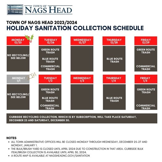Christmas and New Year's Trash and Recycling Schedule