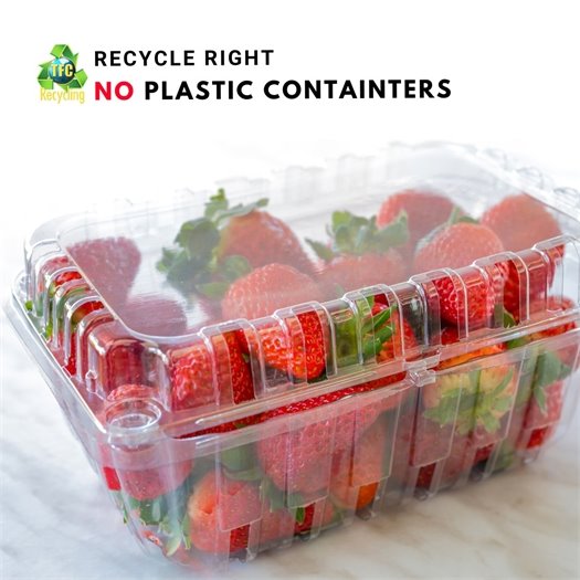 Plastic containers like this are called clamshells.  They're often marked with SPI codes 1 or 2 but are not accepted in curbside recycling because the material is too thin to process. Plastic bottles and jugs only, please!