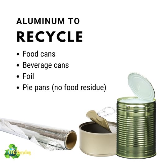 Aluminum is one of the most recycled materials. If you have any of these items, toss them into your curbside recycle bin: ▪️Food cans ▪️Beverage cans ▪️Foil ▪️Pie pans (no food residue)