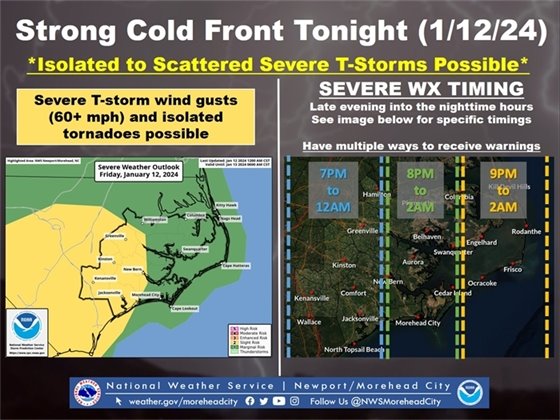 An unusually strong cold front will impact the Eastern US Tuesday and Wednesday, bringing the potential for several significant impacts to Eastern NC.