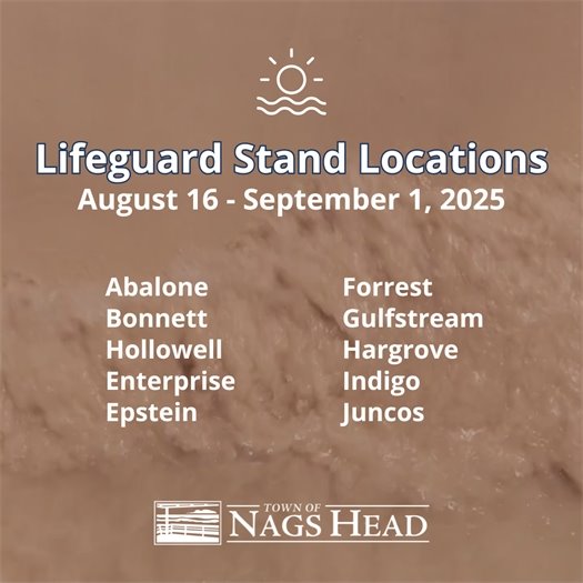 Lifeguard stand locations for August 16 through September 1, 2025