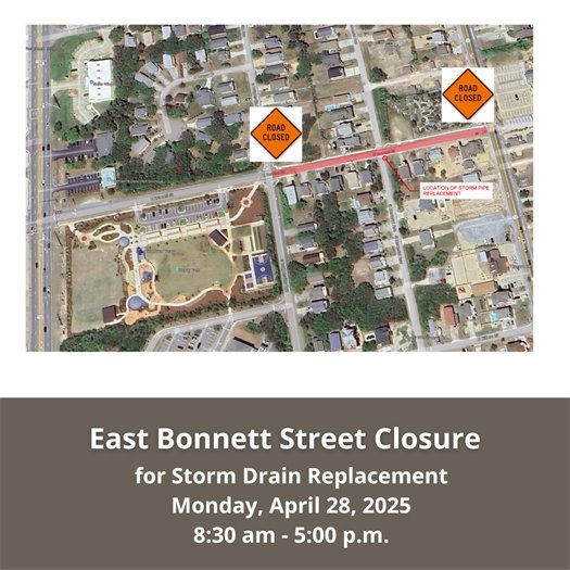 East Bonnett Street Closure Monday, April 28