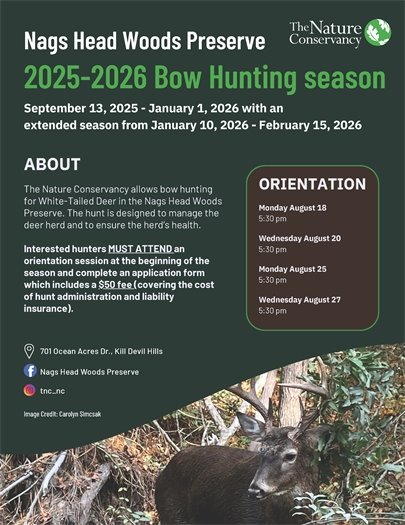 Nags Head Woods 2025-2026 Bow Hunting Season