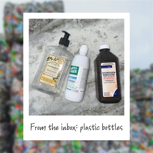 You'll find many different types of plastic bottles around your home. Are hydrogen peroxide, contact lens solution, and hand soap plastic bottles recyclable?   Yes! Our recycling contractor, TFC Recycling, can accept #1 and #2 plastic bottles, as long as they are properly rinsed and the pumps are removed.