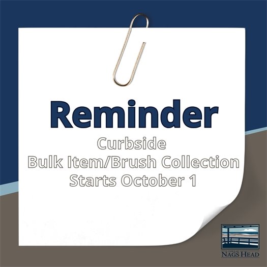 Reminder: Curbside Bulk/Brush Collection Starts Oct 1