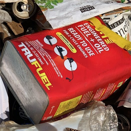 It's bonfire season, which means it's the time of year that we start to see items like this show up in curbside bins.  Items like gas cans, batteries, and aerosol cans should NEVER go in the trash or recycling bin because they're dangerous fire hazards. 
