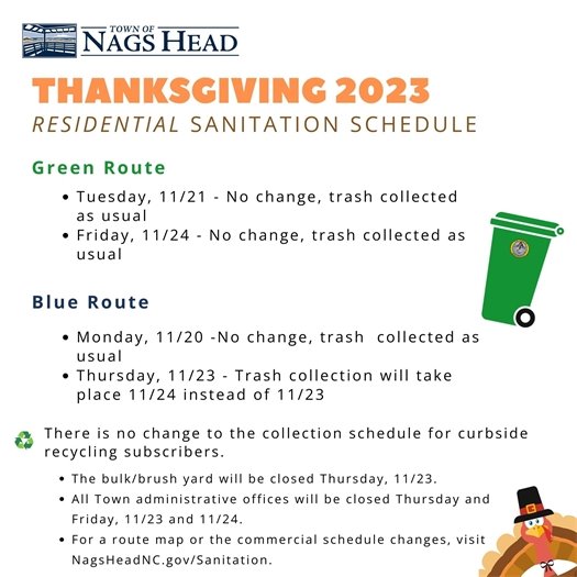 Thanksgiving Week Trash and Recycling Schedule