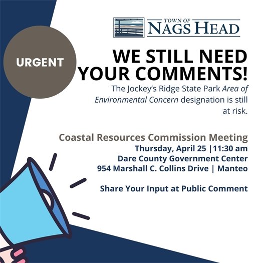 Speak at the CRC Meeting April 25 at 11:30 am at the Dare Government Center.