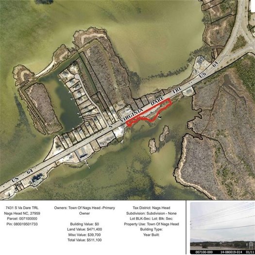 Nags Head's estuarine access on US 64/S. Virginia Dare Trail. Closed from April through about July.