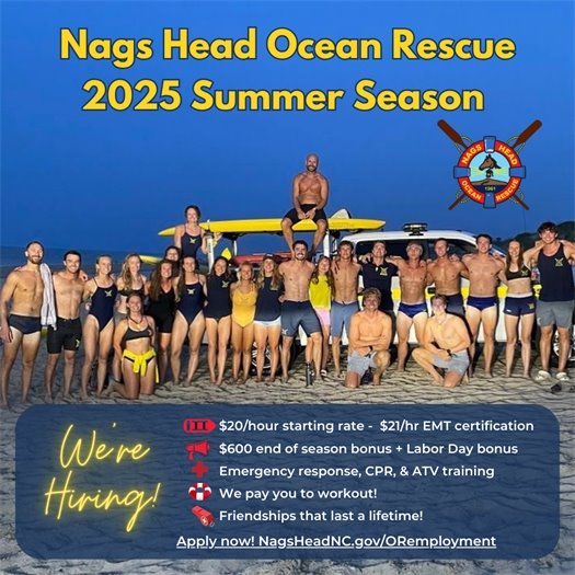 Nags Head Ocean Rescue Hiring and Housing for Guards Needed