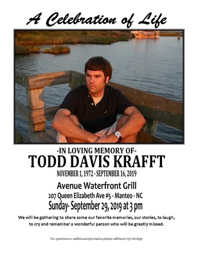 Todd Krafft Memorial Service September 29, 2019