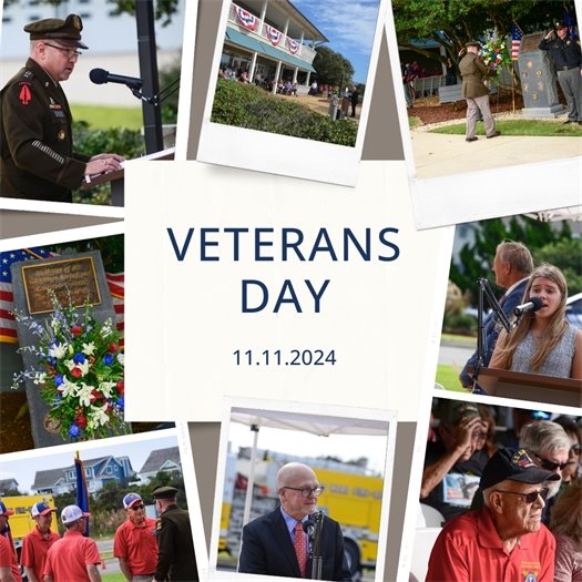 Collage of photos from the Town's Veterans Day ceremony in 2024.