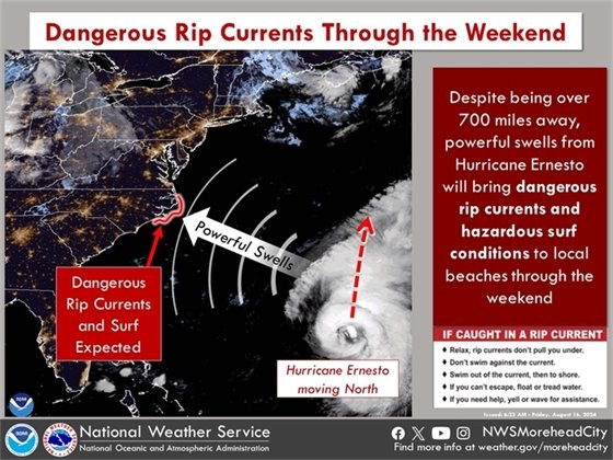 Dangerous rip currents this weekend.