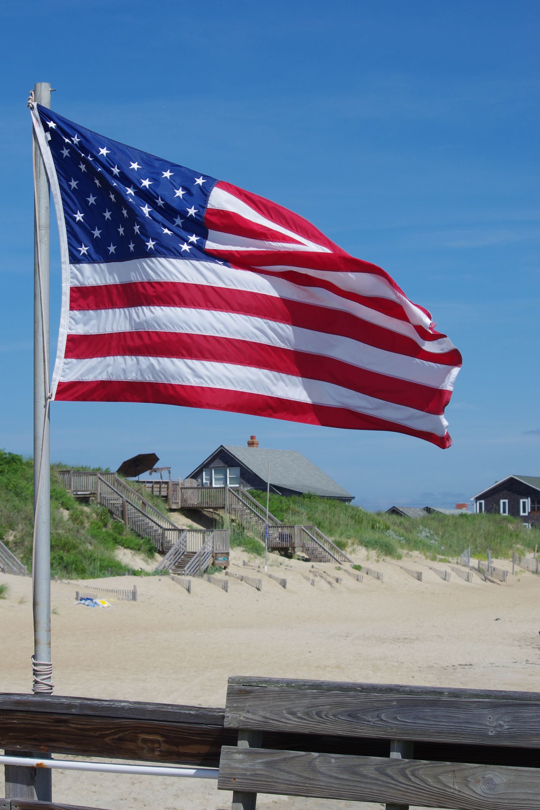 Flag on Nags Head Pier July 4 2015