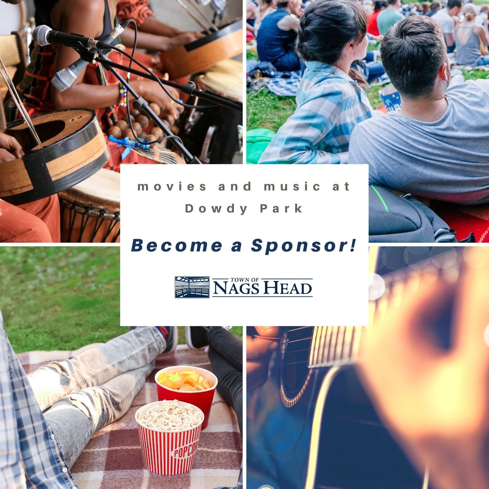 Become a  Sponsor of Events at Dowdy Park Four Photos of Outdoor Music and Movies