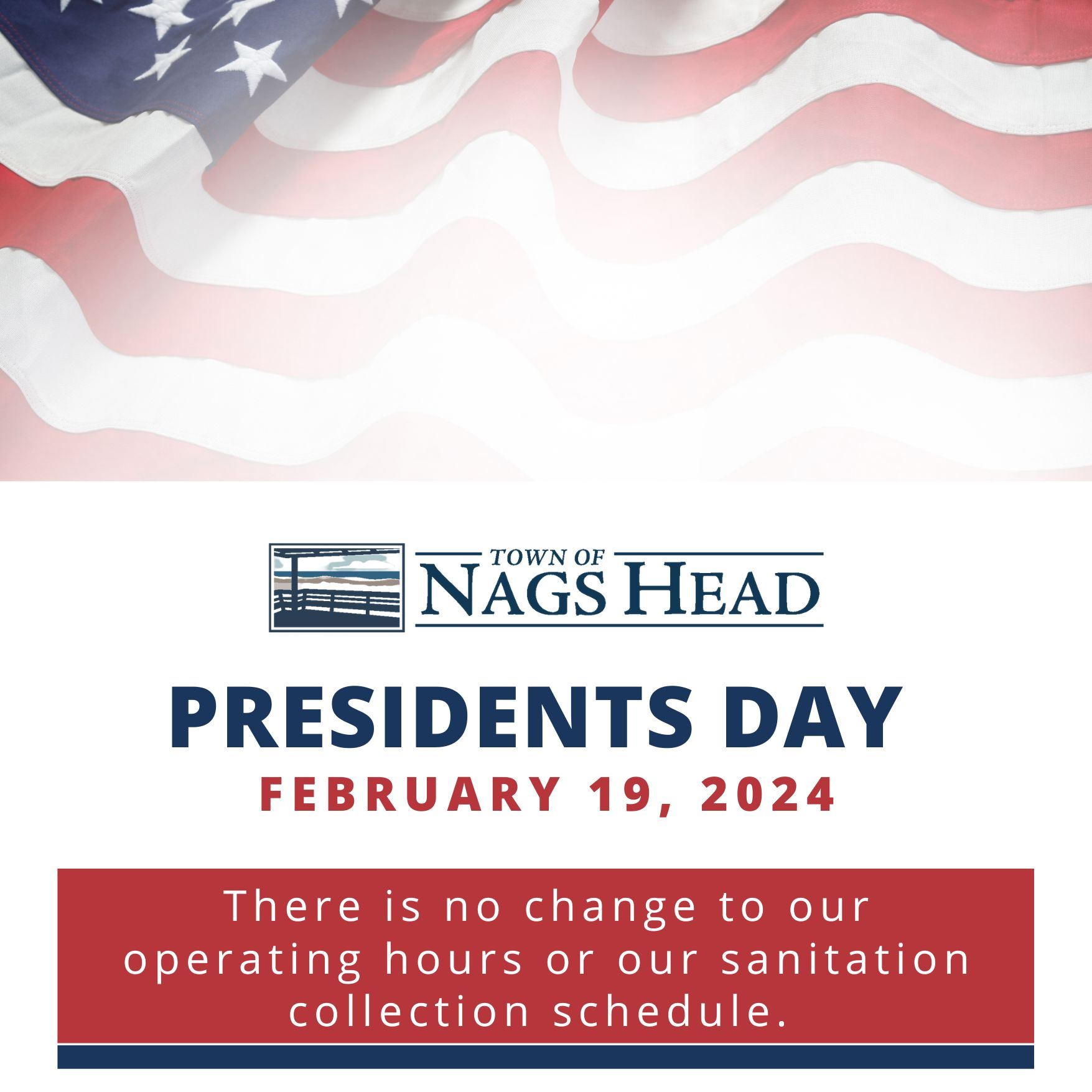 There is no change to our operating hours or our sanitation schedule due to Presidents Day February 