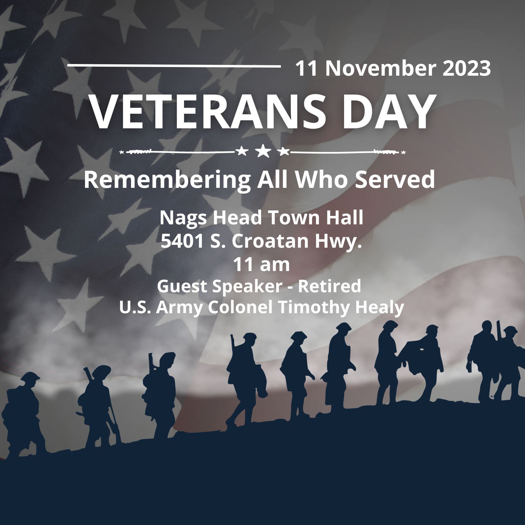 Veterans Day Ceremony November 11, 2023 at 11 am at Nags Head's Town Hall