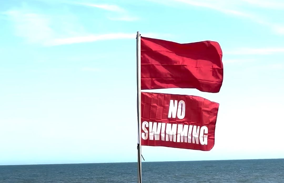 Double Red No Swimming Flags